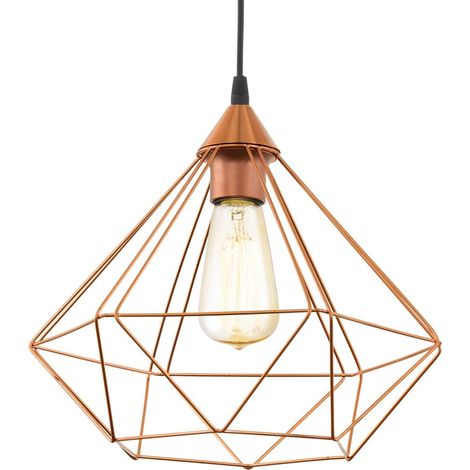 TARBES LAMPADA A SOSPENSIONE VINTAGE 1 LUCE E27 STILE RETRO' DIAM. 32,5 CM