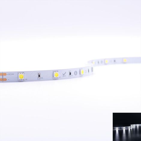 Strip 24V LED Streifen 5M 7,2W/m 30LED/m 10mm - Lichtfarbe: Kaltweiß 6000K - Schutzart: IP20 (1/5)