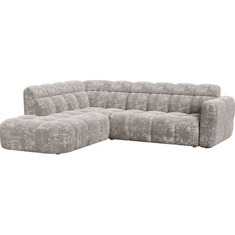 BELIZ - Canapé d'angle en tissu taupe - Angle gauche