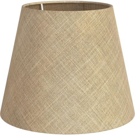 1 Abat-jour, Forme ronde, Lin et jute, 200mm, Beige naturel, Pour lampe de table