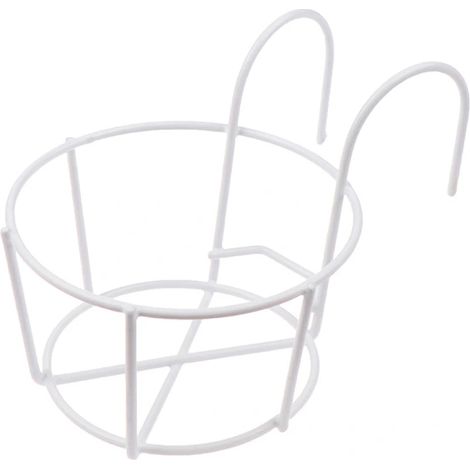 Support suspendu en fer pour jardin ou balcon, rond, pour pots de fleurs, blanc, taille unique. (1/5)