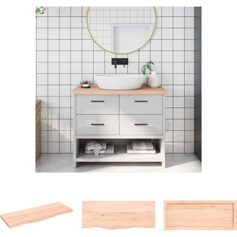 The Living Store Waschtischplatte 100x40x(2-4) cm Massivholz Unbehandelt -  Arbeitsplatten (1/5)