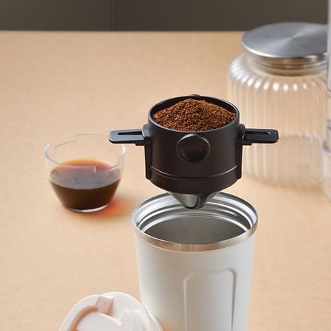 Filtre à café double couche en acier inoxydable, filtre à café filtre à infusion manuelle réutilisable, filtres pour cafetière (1/5)