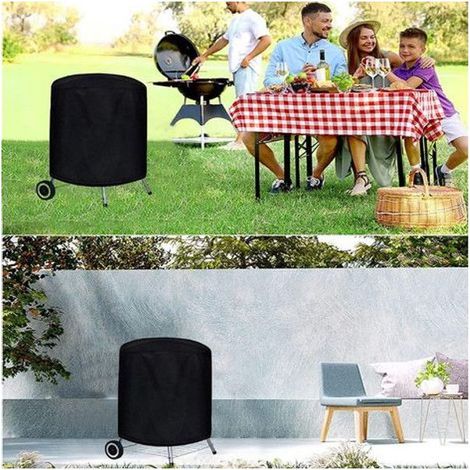 Housse Barbecue Rond – Housse Barbecue Bâche de Protection BBQ Couverture de Gril Anti-UV/Anti-l'eau/Anti-l'Humidité (58 × 77CM)