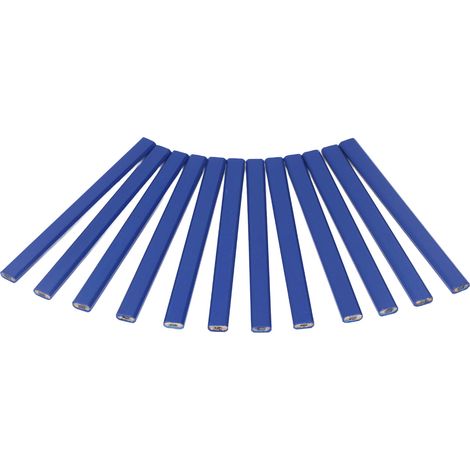 Set aus 7 Zimmermannsbleistiften mit Anspitzer, flache achteckige Form für präzises Anzeichnen bei Tischler- und Zimmererarbeiten. (1/5)