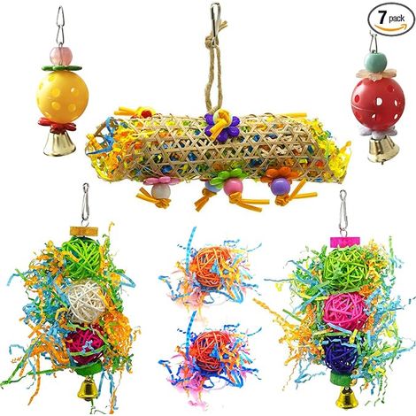 Bird Toys, Chew Toys for Birds, Swings, Bell and Foot Catch Ball for Small Parrots, Macaws, Parakeets, Conures, Cockatiels (1/5)