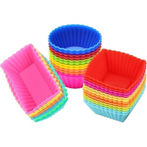 Moules en silicone pour muffins et cupcakes, lot de 36, réutilisables et antiadhésifs (1/5)