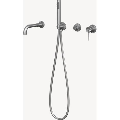 Mitigeur de baignoire à encastrer 4 trous Nickel brossé - Corbeau
