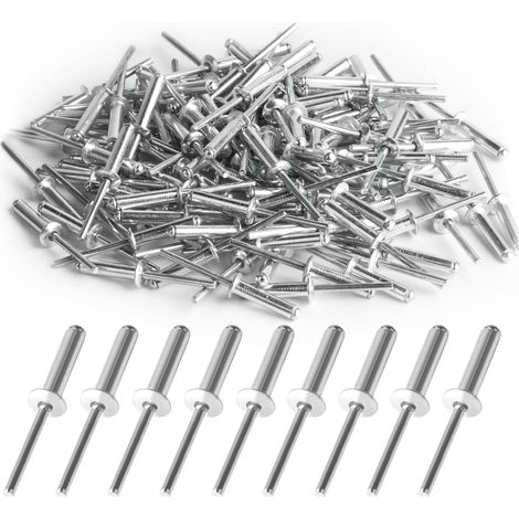 Lot de 120 rivets aveugles, assortiment de rivets pop 4,8 mm x 20 mm, rivets aveugles en aluminium à grande bride, rivets pop argentés, rivets en aluminium pour métal, bois, rivets en plastique 20 mm (1/5)