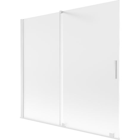 Paroi de bain coulissante à 2 vantaux Mexen Velar 170 x 150 cm, givrée, blanche - 896-170-000-31-20 (1/2)