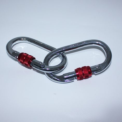 Mousqueton de sécurité verrouillable pour escalade en extérieur — Crochet pour yoga aérien et fitness — Mousqueton d'alpinisme ovale chromé 25 kN
