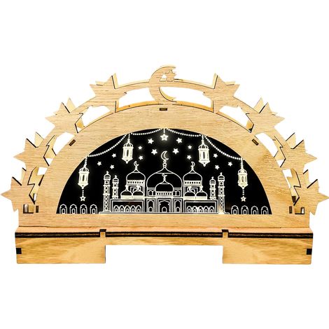 Lampada Ramadan legno stella luna 3D Decorazione Eid Mubarak (1/5)