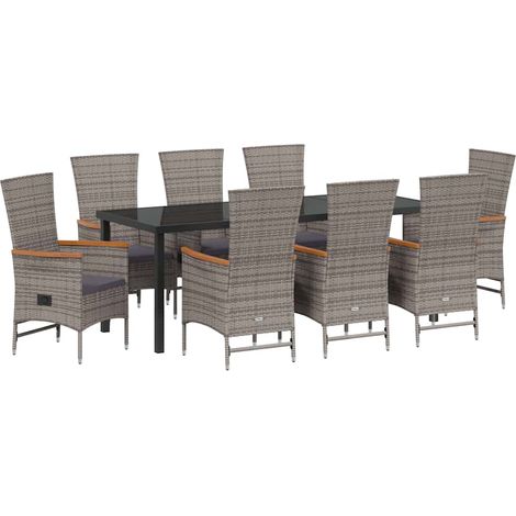 Maison Exclusive - Set da Pranzo per Giardino con cuscino 9 pcs Grigio