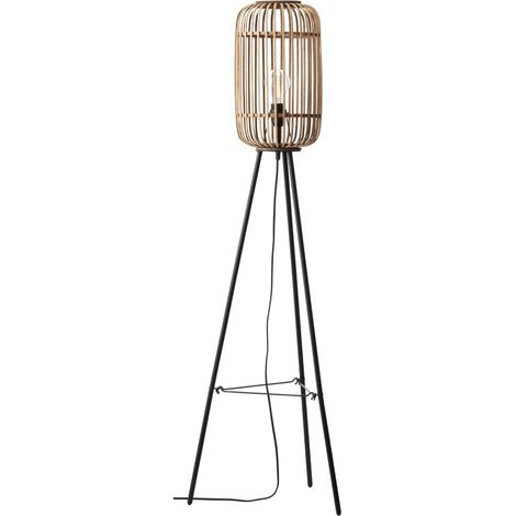 BRILLIANT Lampe Woodrow Standleuchte dreibeinig hellbraun 1x A60, E27, 60W, geeignet für Normallampen (nicht enthalten) Skala A++ bis E Mit Fußschalter (1/4)