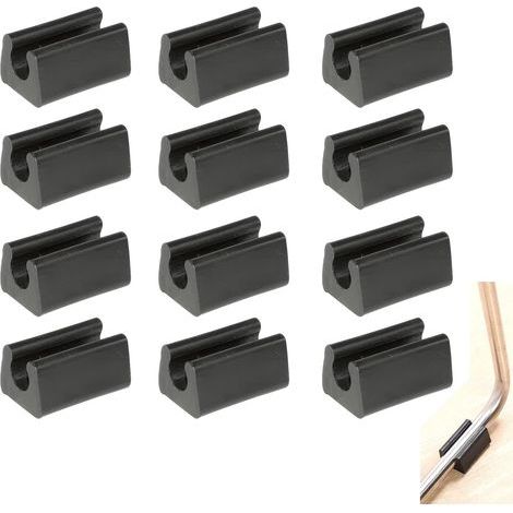 12 Stück Stuhlbein-Gleitrohr-Endkappe, Puffer-Stopper, Schutz für Bodenmöbel, U-förmige Kunststoff-Stuhlkappen, Stuhlbeinkappen, Silikon-Rohrklemme (10 mm, Schwarz) (1/5)