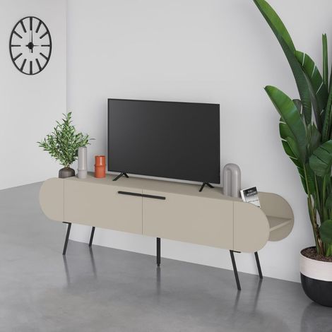 Mobile porta tv capsule con due ante a ribalta e ripiani laterali colore cashmere 195 cm (1/5)