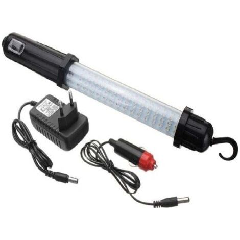 Lampe de travail mécanique, lampe de travail rechargeable, lampe de travail portable haute luminosité, lampe de poche LED compacte pour chantier de construction avec adaptateur et chargeur de voiture