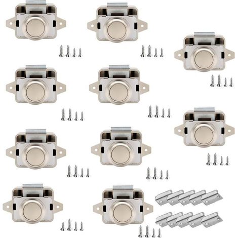 Cerraduras de botón para muebles y vehículos – Paquete de 10 unidades, acabado níquel perlado, 14–16 mm de diámetro