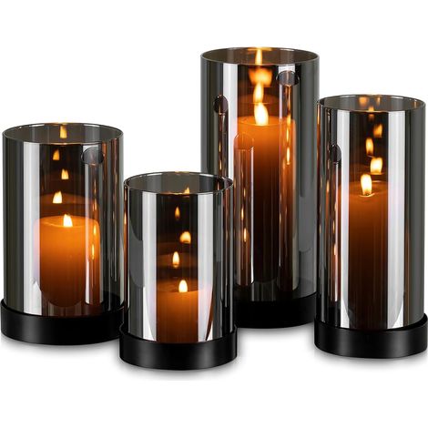 Bougeoirs Noirs : Lot De 4 Bougeoirs Piliers En Verre Et Métal Pour La Décoration Intérieure (1/5)