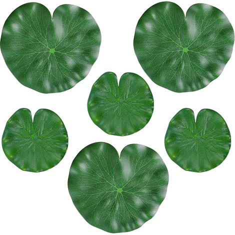 6 Feuilles de lotus,Matériau EVA,Réalistes et flottantes,Vert,vif,Pour étang,piscine,aquarium,jardin (1/5)