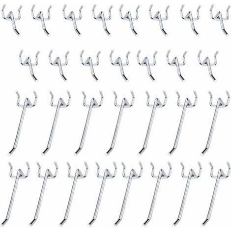 30-teiliges Lochwandhaken-Set aus Metall – 10 cm und 5 cm Einzelhaken für Garagen, Geräteschuppen und Werkstätten (1/5)