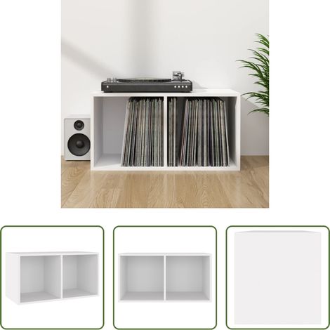 vidaXL Meuble vinyle -  Boîte de rangement vinyles Blanc 71x34x36 cm Bois d'ingénierie (1/5)