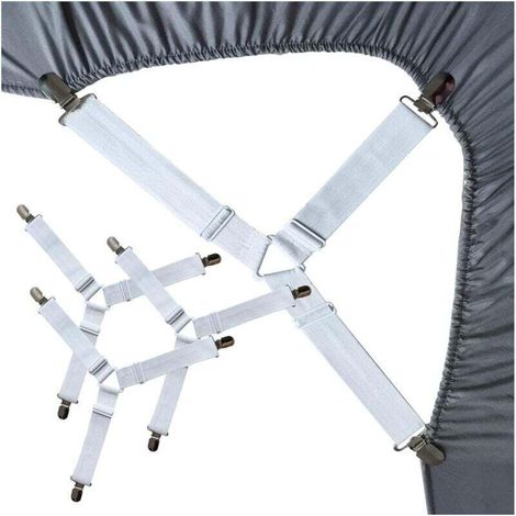 Triangle-Blanc-4 pièces Sangles de support de drap de lit (1/4)