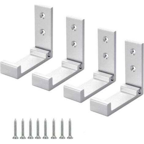 4 Pièces (Argent) Crochet de Suspension Mural en Alliage D'aluminium Patères Pliables à 90 ° avec vis pour Armoire de Porte Murale Cuisine Salle de Bain Bureau Mural Vestiaire Salle de Bain (1/4)