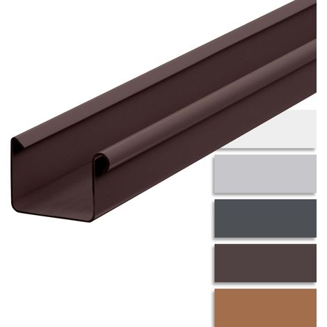 Gouttière PVC 200cm en caisson – Montage facile – Résistante aux intempéries et UV – 68mm brun foncé – Pour évacuation efficace des eaux pluviales