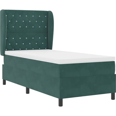 Cama tipo Box Spring Verde oscuro 90 x 200 cm Terciopelo vidaXL
