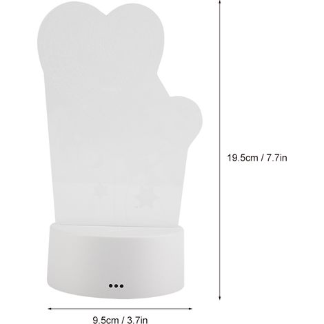 Lampe de nuit romantique à effet visuel 3D USB 4,5 V, 7 couleurs, tactile, pour bureau ou table (base blanche) (1/5)