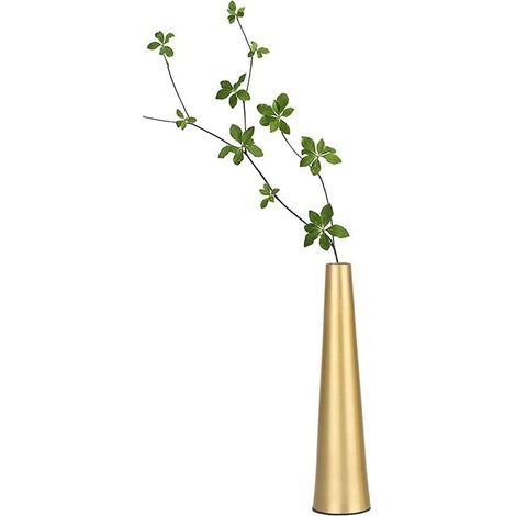 Vase En Métal - Cylindrique Doré - Pour Décoration Intérieure - Bureau Salon Salle À Manger - Hauteur 20 Cm - Diamètre 8 Cm - 1 Pièce (1/4)