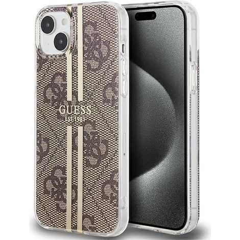 Guess GUHCP15MH4PSEGW iPhone 15 Plus / 14 Plus 6,7" braune Hartschalen-Hülle IML 4G Goldstreifen (1/5)