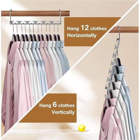 Stabile Metallkleiderbügel, Kleiderschrank-Organizer, platzsparender Kleiderbügel, Set mit 6 kaskadierenden Kleiderbügeln (1/5)