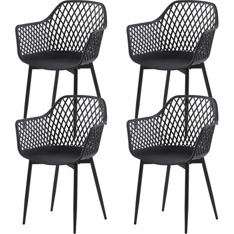 Eggree – Lot de 4 chaises scandinaves en fer creux – Design minimaliste – Dimensions 52x56x84.5cm – Couleur noire (1/4)
