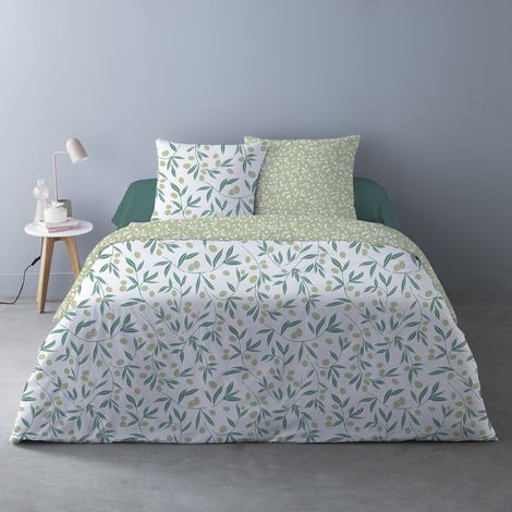 Housse de couette 240x220 Misaki vert + 2 taies (1/3)