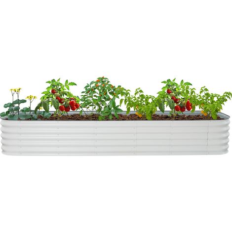 Jardinière Surélevée en Métal galvanisé, bac de culture extérieur pour potager, tomates, fleurs et plantes - 285x60x43 cm, Blanc (1/5)