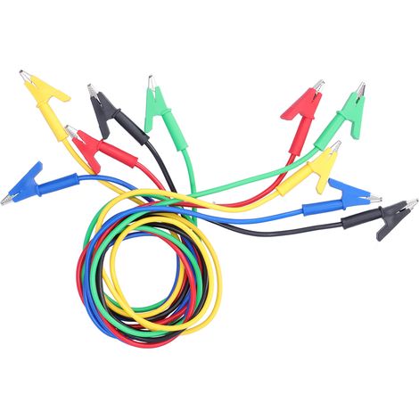 5 pinces crocodile double extrémité laiton 1m câble test connexion électrique pour mesure de puissance (1/5)