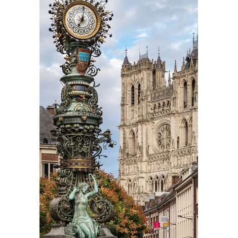 Tableau sur toile Horloge Dewailly Amiens 30x45 cm - Impression sur Toile Murale Décorative - Image imprimée en HD sur Toile - Toile sur Châssis en Bois FSC - Fabriqué en France