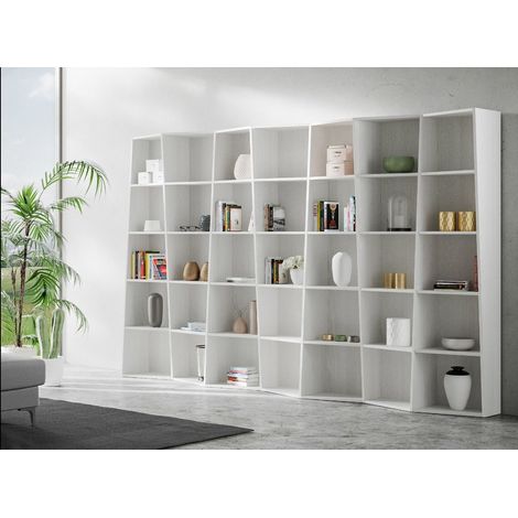 Librería moderna de pared diseño blanco salón oficina Trek 7 (1/5)