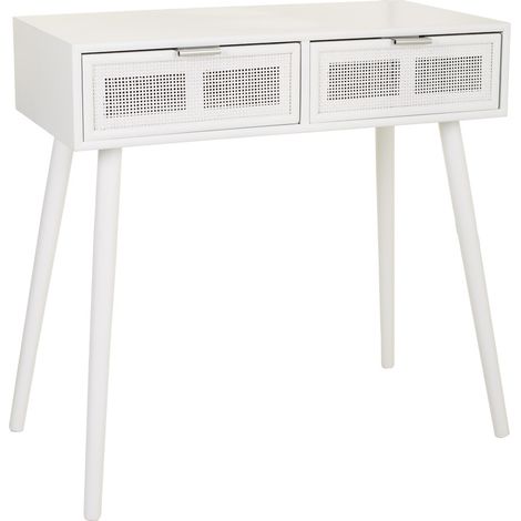 Recibidor de madera y rejilla blanco 80x42x79