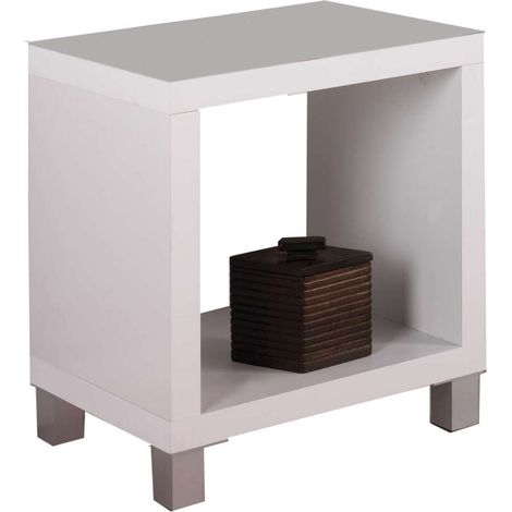 Mesita auxiliar kubox 1x1 acabado blanco, 48 cm (alto) 41cm (ancho) 29 cm(fondo) (1/3)