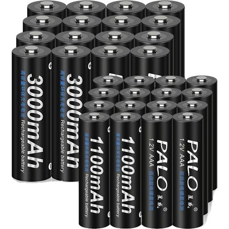 Batterie ricaricabili, capacità 3000 mAh, ricarica rapida, 16AA 16AA (1/2)