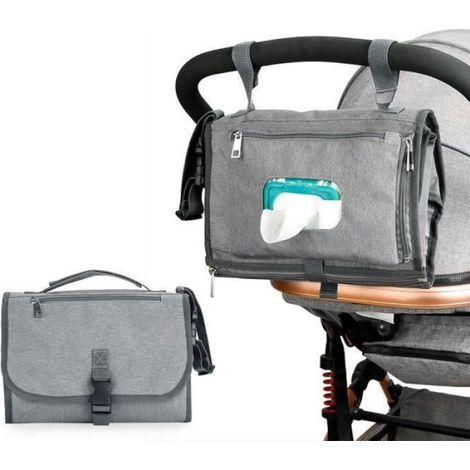 Portable Matelas à LangerPliable Matelas à Langer de Voyage Étanche Tapis à Langer pour Bébé avec Pochettes et Coussin de Tête (1/4)
