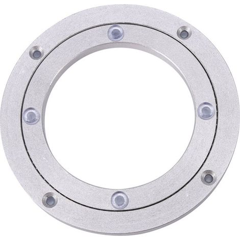 Roulement de bureau, plateau tournant universel de table ronde en alliage d'aluminium argenté, plaque à rouleaux rotative, pour la décoration de gâteaux (8 pouces diamètre intérieur : 14,5 cm diamètr (1/4)