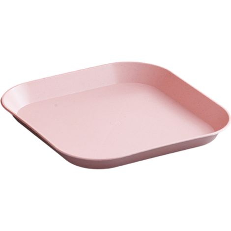 1 assiette plate carrée, rose, en plastique, 15 cm, pour fruits et trempettes (1/5)