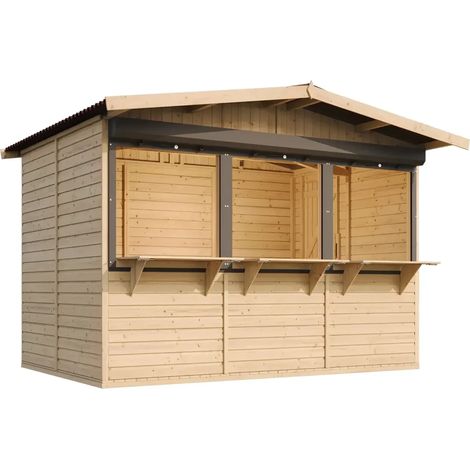 Capanno in Legno, Capanno Espositore in Legno, Chiosco in legno da giardino per bar Theke 263 x 336 cm / 6 m² - TIMBELA M150AZ