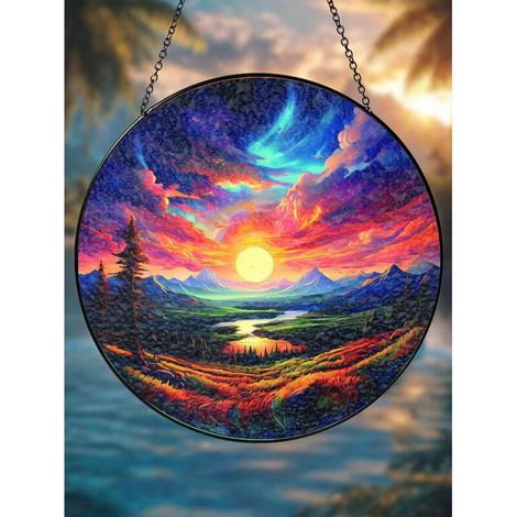 Attrape-soleil paysage coucher soleil 15 cm, décoration maison