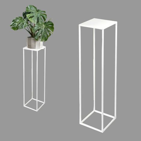 Support à fleurs sur pied Metal Loft blanc, design moderne Evron L 19x19x77 (1/5)