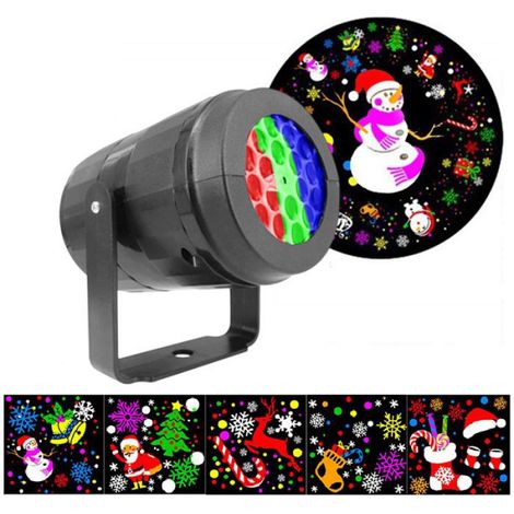 Projecteur LED Décoratif Noël - 16 Motifs Flocons de Neige - Support Pivotant 360° - Usage Extérieur et Intérieur - 220 V - 1 Pièce (1/4)